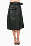 SEA New York Black Lamb Leather Flared Midi Skirt w/ Belt sz 4