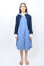 Sacai Blue Pinstripe Button Up Dress With Attached Cardigan Wool Cardigan Size 1