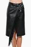 Sacai Luck Black Leather Fringe Midi Skirt Size 2
