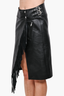 Sacai Luck Black Leather Fringe Midi Skirt Size 2
