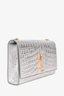 Saint Laurent 2015 Silver Croc Embossed Leather Medium Kate Crossbody