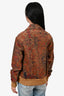 Saint Laurent 2016 Brown/Red Distressed Tapestry Jacquard Zip-Up Jacket Size 36