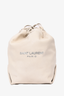 Saint Laurent 2019 Light Grey Leather 'Teddy' Bucket Bag With Suede Pouch
