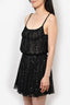 Saint Laurent Black/Silver Pattern Sleeveless Mini Dress sz S