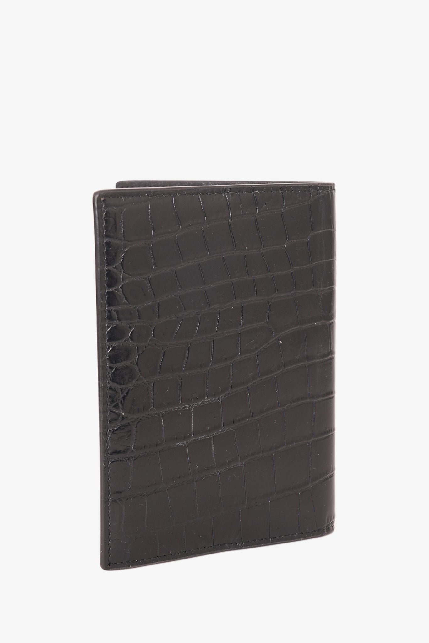 Saint Laurent Black Croc Embossed Passport Holder Mine & Yours