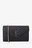 Saint Laurent Black Grained Leather Envelope Wallet on Chain