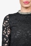 Saint Laurent Black Lace Shift Dress with Silver Chain Link/Crystal Collar Size 36
