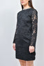 Saint Laurent Black Lace Silver Chain Neckline Detail L/S Dress sz 36