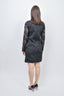 Saint Laurent Black Lace Silver Chain Neckline Detail L/S Dress sz 36