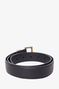 Saint Laurent Black Leather Belt With Square Buckle