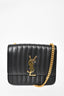 Saint Laurent Black Leather Large Vicky Chain Bag