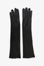 Saint Laurent Black Leather Long Gloves Size S