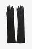 Saint Laurent Black Leather Long Gloves Size S