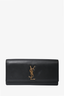 Saint Laurent Black Leather Monogram Cassandre Clutch (As Is)