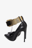 Saint Laurent Black Leather Pumps with Gold Ankle Buckle Size 36.5