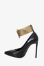 Saint Laurent Black Leather Pumps with Gold Ankle Buckle Size 36.5