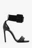 Saint Laurent Black Leather Stud Detail Heeled Sandals Size 37