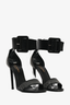 Saint Laurent Black Leather Stud Detail Heeled Sandals Size 37