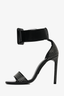 Saint Laurent Black Leather Stud Detail Heeled Sandals Size 37