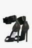 Saint Laurent Black Leather Stud Detail Heeled Sandals Size 37