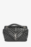 Saint Laurent Black Leather Tri-Quilt College Medium Shoulder Bag SHW