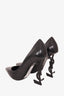 Saint Laurent Black Leather 'Opyum' Heels Size 37.5