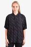 Saint Laurent Black Silk Diagonal Striped Shirt Size 40