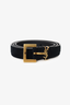 Saint Laurent Black Suede Belt with Square Buckle Size 70