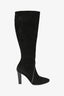 Saint Laurent Black Suede Crystal Embellished Boots Size 39