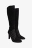 Saint Laurent Black Suede Embeliished Crystal Lily Tall Boots Size 36