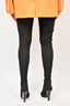 Saint Laurent Black Tessuto Stretch Pitone Thigh High Boots Size 37