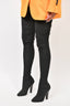 Saint Laurent Black Tessuto Stretch Pitone Thigh High Boots Size 37