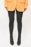 Saint Laurent Black Tessuto Stretch Pitone Thigh High Boots Size 37