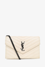 Saint Laurent Black/White Grained Chevron Leather Cassandre Envelope Wallet on Chain