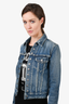 Saint Laurent Blue Wash Distressed Denim Jacket Size XS