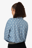 Saint Laurent Blue/White Polka Dot Raw Hem Long Sleeve Button Up Size 37 with Tag