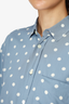 Saint Laurent Blue/White Polka Dot Raw Hem Long Sleeve Button Up Size 37 with Tag