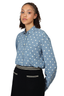 Saint Laurent Blue/White Polka Dot Raw Hem Long Sleeve Button Up Size 37 with Tag