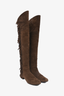 Saint Laurent Brown Suede Fringe Knee High Boots Size 40