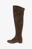 Saint Laurent Brown Suede Fringe Knee High Boots Size 40