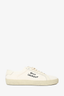 Saint Laurent Cream Canvas Embroidered Logo Low Top Sneakers Size 37.5