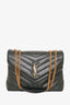 Saint Laurent Green Chevron Leather Medium Loulou Shoulder Bag