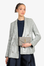 Saint Laurent Grey Leather Chevron Quilted Envelope Wallet on Chain