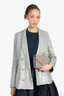 Saint Laurent Grey Leather Chevron Quilted Envelope Wallet on Chain