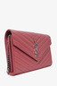 Saint Laurent Pink Chevron Leather Envelope Wallet on Chain