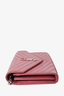 Saint Laurent Pink Chevron Leather Envelope Wallet on Chain