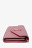 Saint Laurent Pink Chevron Leather Envelope Wallet on Chain