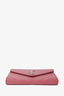 Saint Laurent Pink Chevron Leather Envelope Wallet on Chain