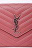 Saint Laurent Pink Chevron Leather Envelope Wallet on Chain