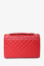 Saint Laurent Red Grained Leather Medium Quilted Envelope Bag